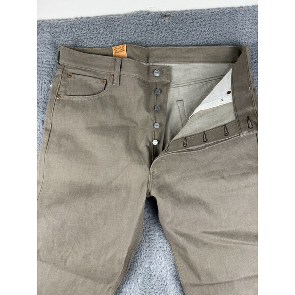 Levi's Men's 501 Original Shrink to Fit Jeans Men’s 38x32 Khaki Tan Button Fly - Picture 3 of 11